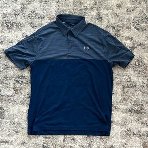 Under Armour Men's Blue and Gray Polo Shirt